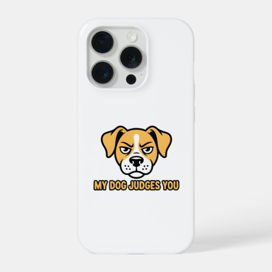 批判的な犬の顔 楽しい サラリーマン風の格言 iPhoneケース (裏面)