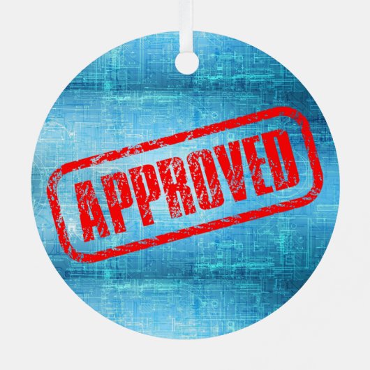 承認されたスタンプと設計図の抽象芸術 メタルオーナメント (裏面)