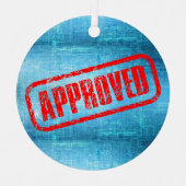 承認されたスタンプと設計図の抽象芸術 メタルオーナメント (正面)