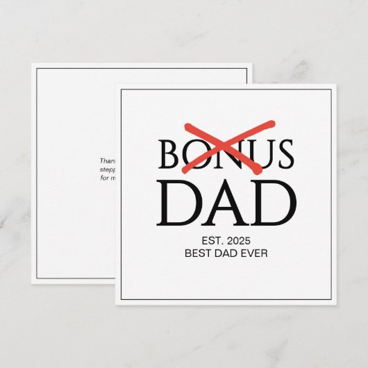 承認されたボーナ Dad 既成の父の日 カード (正面/裏面)