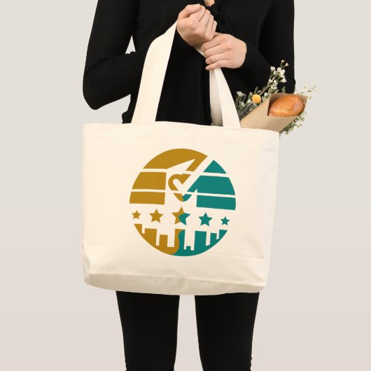 承認の星 – A モダン Perspective ラージトートバッグ (正面(商品))