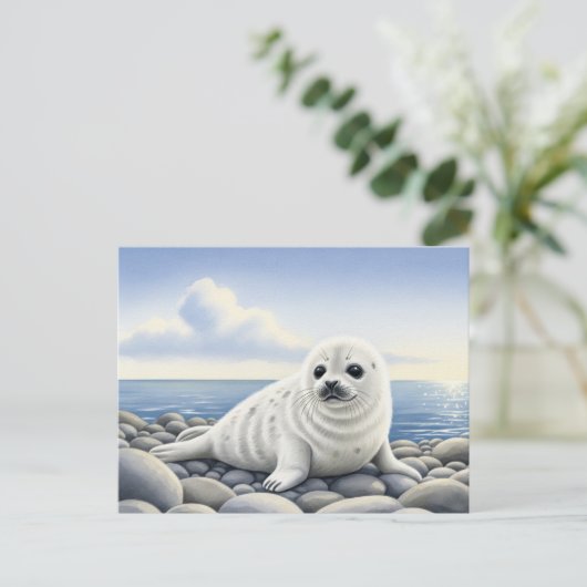 承認シールベビー野生動物はがき ポストカード (スタンド正面)