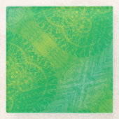 承諾 | イエローグリーンブルーボーホメダリオン ガラスコースター (正面)