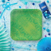 承諾 | イエローグリーンブルーボーホメダリオン ペーパープレート (パーティー)