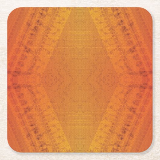 承諾 | オレンジ色の黄色い絞り模様 スクエアペーパーコースター (正面)