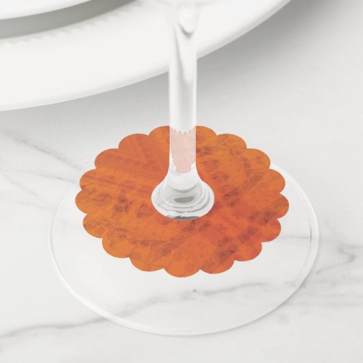 承諾 | オレンジ色の黄色い絞り模様 ワイングラスタグ (クローズアップ)