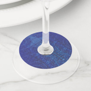 承諾   ブルーインディゴバイオレットボホメダリオン ワイングラスタグ