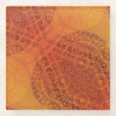 承諾 | レッドオレンジイエローボホメダリオン ガラスコースター (正面)