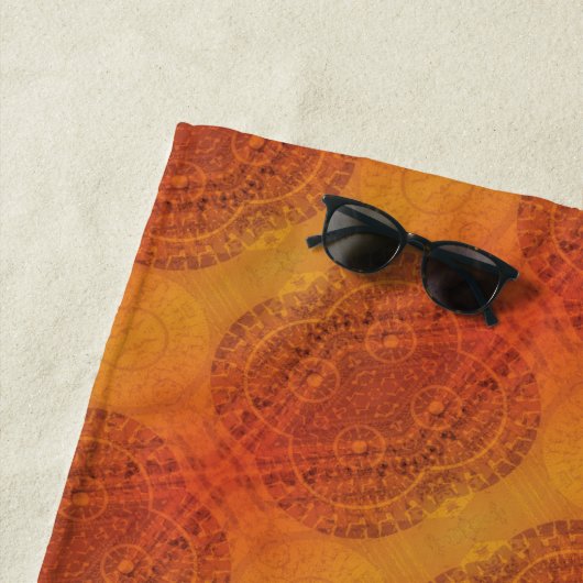 承諾 | レッドオレンジイエローボホメダリオン ビーチタオル (インサイチュ)