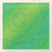 承諾 | 黄緑青絞り ガラスコースター (正面)