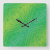 承諾 | 黄緑青絞り スクエア壁時計 (正面)