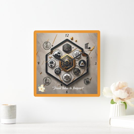 「技モダン術疑問に思」 スクエア壁時計 (ホーム)