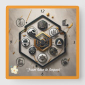 「技モダン術疑問に思」 スクエア壁時計 (正面)