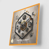 「技モダン術疑問に思」 スクエア壁時計 (傾斜)