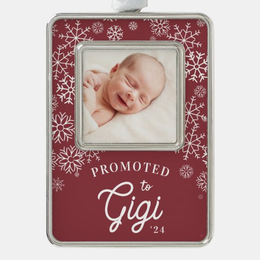 技木に昇格 |ベビー写真おばあちゃん シルバープレートフレームオーナメント (正面)