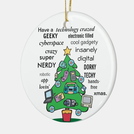 技術おもしろいデジタルオタク系のクリスマス セラミックオーナメント (左)