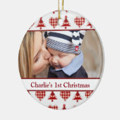 技術のクリスマスツリーおよびハート セラミックオーナメント (左)