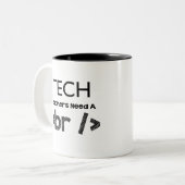 技術の先生は壊れ目のデザインを必要とします ツートーンマグカップ (正面左)