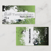 技術の名刺のグランジな（ばちゃばちゃ）跳ねるの緑を釘付けして下さい 名刺 (正面/裏面)