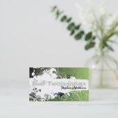 技術の名刺のグランジな（ばちゃばちゃ）跳ねるの緑を釘付けして下さい 名刺 (スタンド正面)