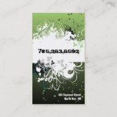 技術の名刺のグランジな（ばちゃばちゃ）跳ねるの緑を釘付けして下さい 名刺 (裏面)