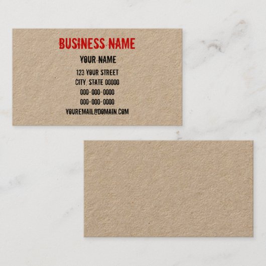 技術の紙のハンドメイドの一見のゴム印 名刺 (正面/裏面)