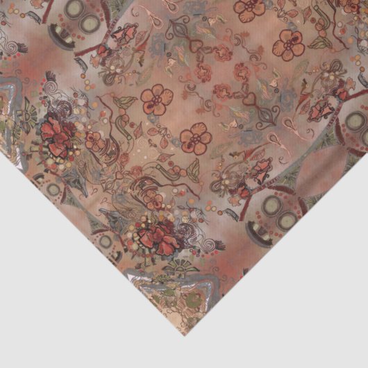 技術のDecoupageのアールデコのコラージュの花柄パターン 薄葉紙 (詳細)