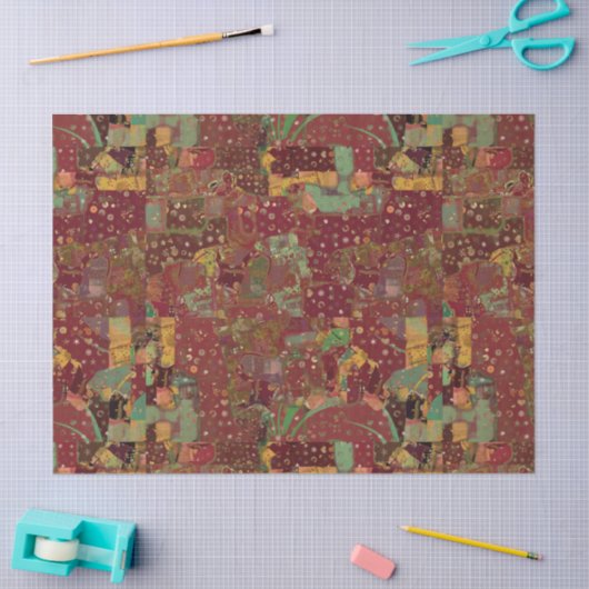 技術のDecoupage Bohoのコラージュの材料見本の深いのピンク 薄葉紙 (クラフト)