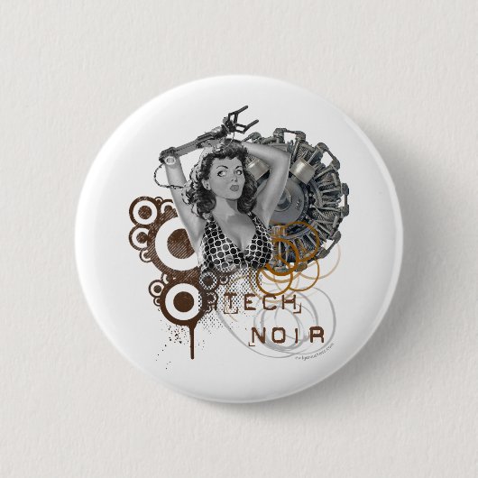 技術のnoirパルプのsteampunkの貴婦人 缶バッジ (正面)
