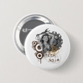 技術のnoirパルプのsteampunkの貴婦人 缶バッジ (正面&裏面)