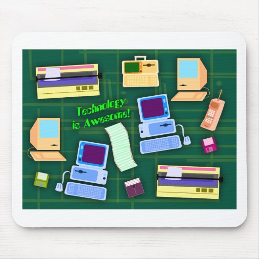 技術は素晴らしおもしろいレトロアイテムアート マウスパッド (正面)