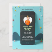 技術をテーマにした頭が切れる電話パーソナライズされた誕生日カード 招待状 (正面)