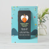 技術をテーマにした頭が切れる電話パーソナライズされた誕生日カード 招待状 (スタンド正面)