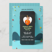 技術をテーマにした頭が切れる電話パーソナライズされた誕生日カード 招待状 (正面/裏面)