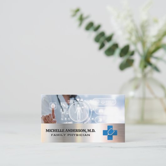技術を使った医師 |メディカルロゴ 名刺 (スタンド正面)