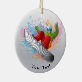 技術を自慢して見せているスポーツのカラフルなスノーボーダー セラミックオーナメント (右)