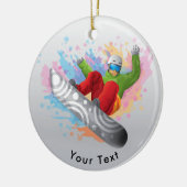 技術を自慢して見せているスポーツのカラフルなスノーボーダー セラミックオーナメント (左)