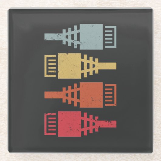 技術ギークネットワークエンジニアLANパーティー ガラスコースター (正面)