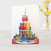 "技術ケーキ"の写真撮影のバースデー・カード カード (黄色い花)