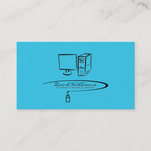 技術サポートか修理名刺(青い版) 名刺 (正面)