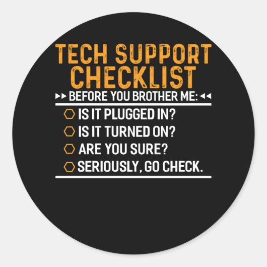 技術サポートコンピュータギークおもしろい技術ギフトアイディア ラウンドシール (正面)