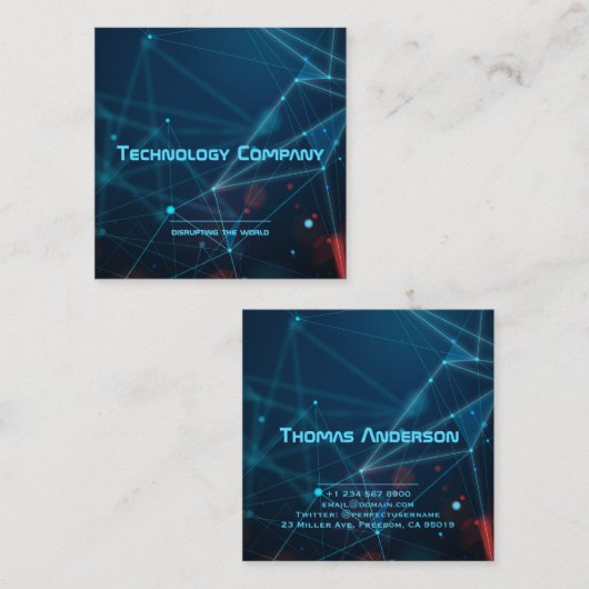 技術デジタルスタートアップエレガントクリエイティブ スクエア名刺 (正面/裏面)