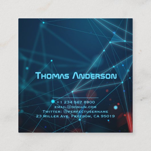技術デジタルスタートアップエレガントクリエイティブ スクエア名刺 (裏面)