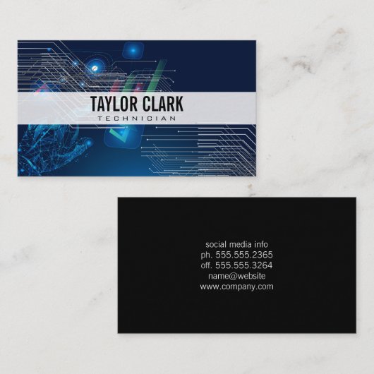 技術ノードとグラフの背景 名刺 (正面/裏面)