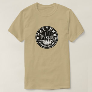 技術ビール鑑識家の黒く及び白いホツプ Tシャツ