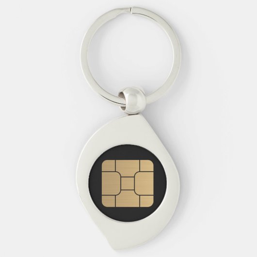 技術フェイク金ゴールドSIMカードメガフォーマットおもしろい キーホルダー (正面)