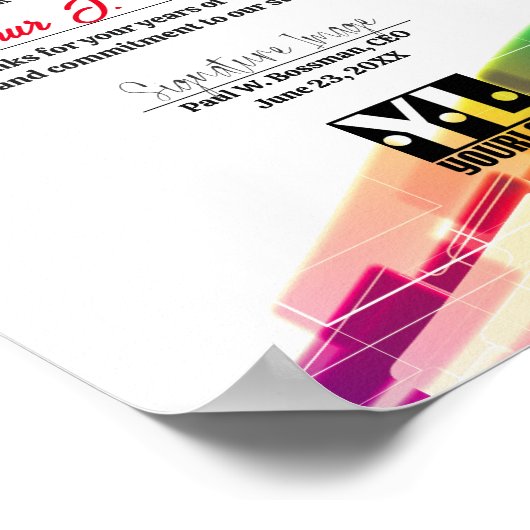 技術マイルストーン従業員の記念日の証明書 ポスター (角)