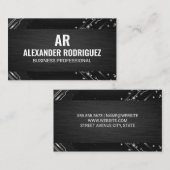 技術モダンノード | 黒のテクスチャ | モノグラム 名刺 (正面/裏面)