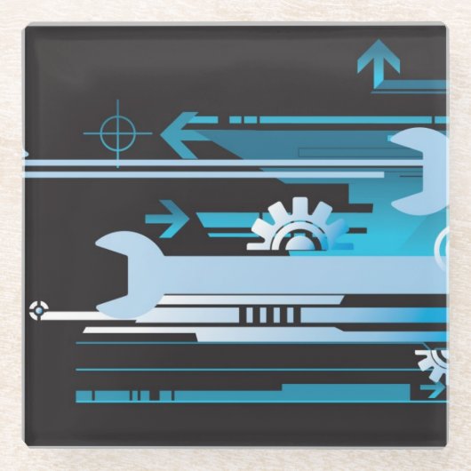 技術的なハーフトーンの背景3 ガラスコースター (正面)