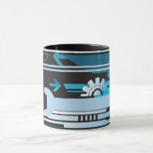 技術的なハーフトーンの背景3 マグカップ (中央)